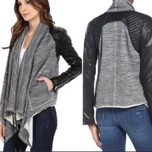 Blank NYC "Dating & Waiting" Faux Leather Quilted Moto Waterfall Drape Jacket